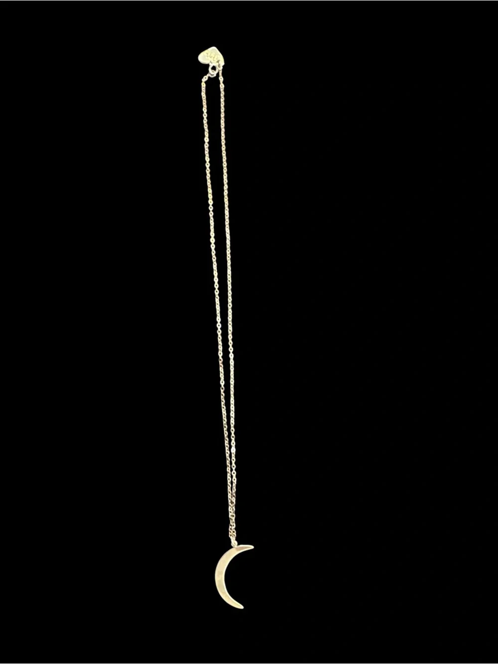 Love Poppy Gold Crescent Moon Pendant Necklace -